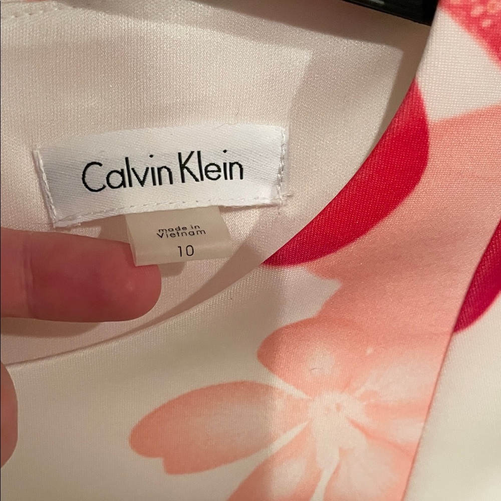 Calvin Klein White and Pink Floral Mini Dress - Picture 2 of 4